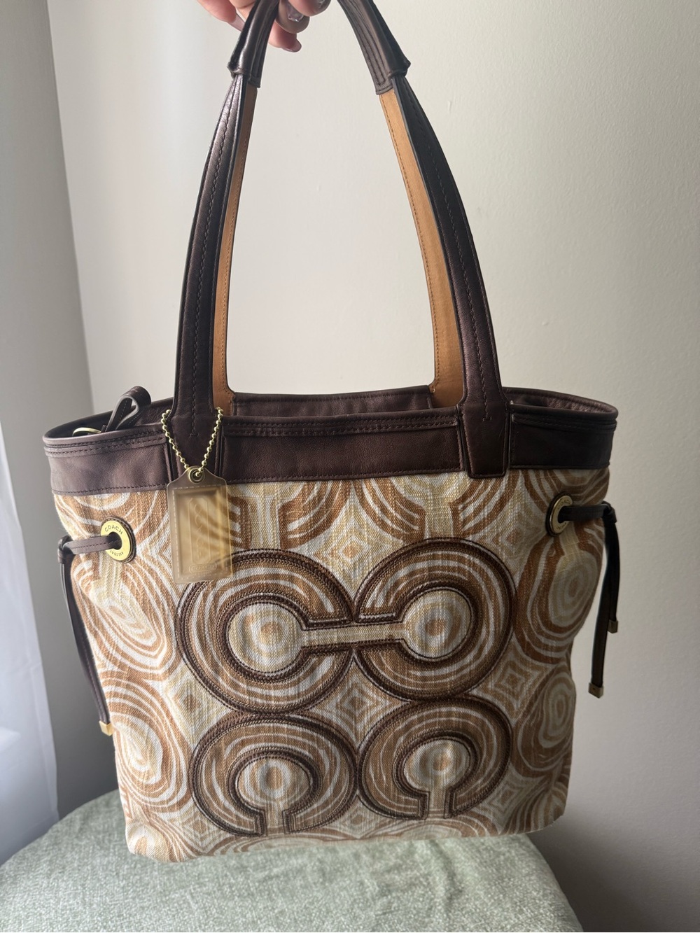 Y2K Coach Audrey Op Art Swirl Leigh Slim Tote